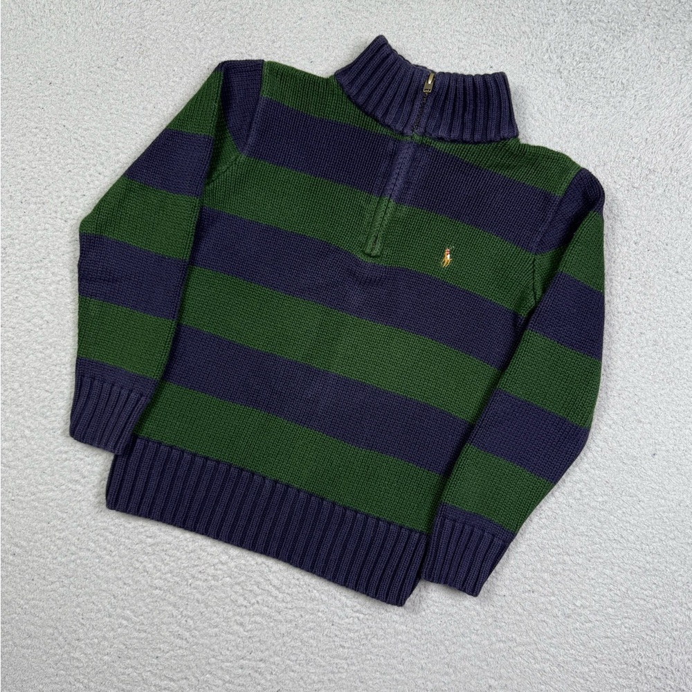 Kids Polo Ralph Lauren striped‎ quarter zip sweater